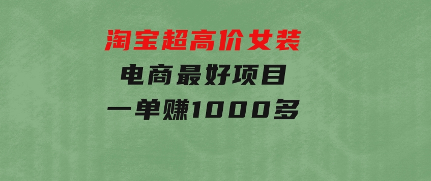 淘宝超高价女装电商最好项目：一单赚1000多-大磊资源网