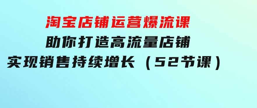 淘宝店铺运营爆流课：助你打造高流量店铺，实现销售持续增长（52节课）-大磊资源网