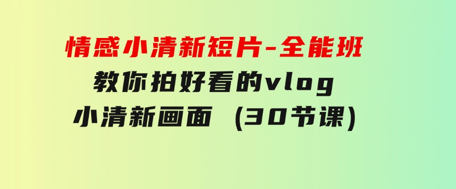 情感小清新短片-全能班，教你拍好看的vlog小清新画面(30节课)-大磊资源网