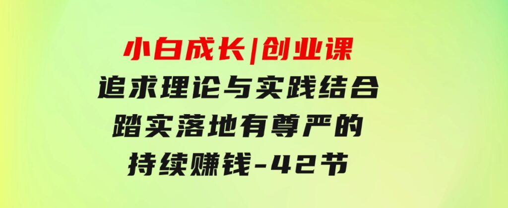 小白成长|创业课：追求理论与实践结合，踏实落地，有尊严的持续赚钱-42节-大磊资源网