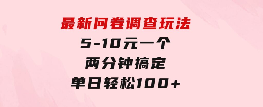 最新问卷调查玩法，5-10元一个，两分钟搞定，单日轻松100+-大磊资源网