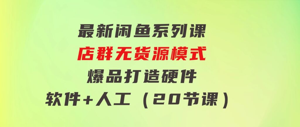 最新闲鱼系列课，店群无货源模式-爆品打造硬件+软件+人工（20节课）-大磊资源网