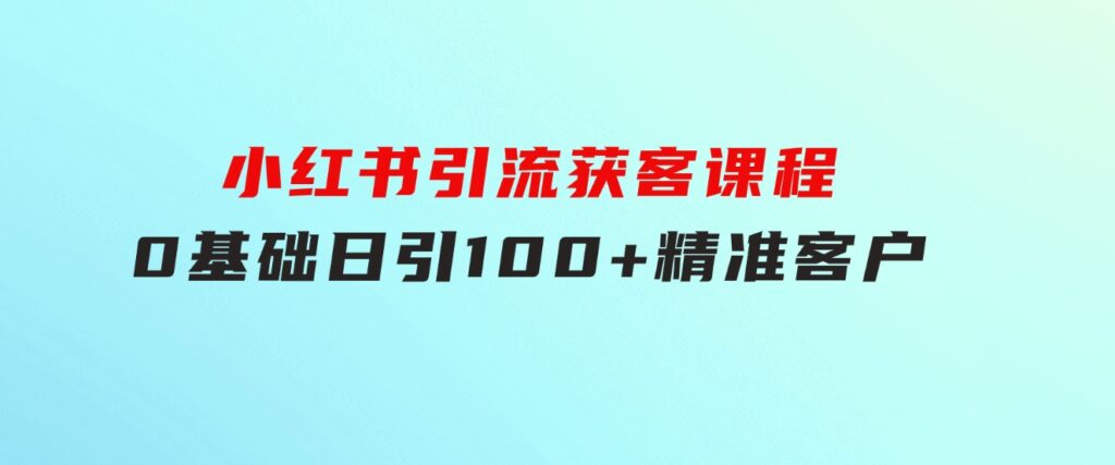 小红书引流获客课程：0基础日引100+精准客户-大磊资源网