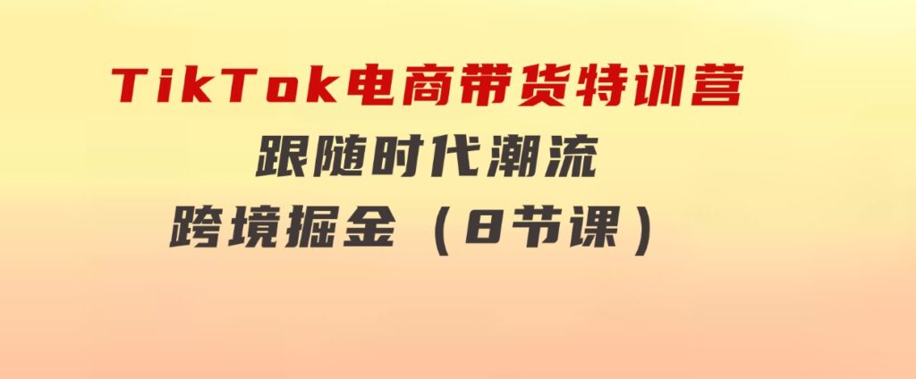 TikTok电商带货特训营，跟随时代潮流，跨境掘金（8节课）-大磊资源网