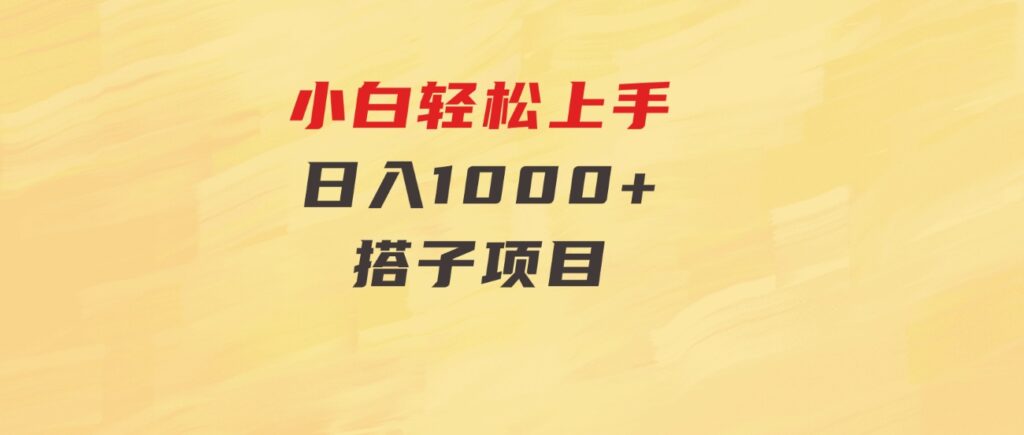 小白轻松上手，日入1000+，搭子项目-大磊资源网