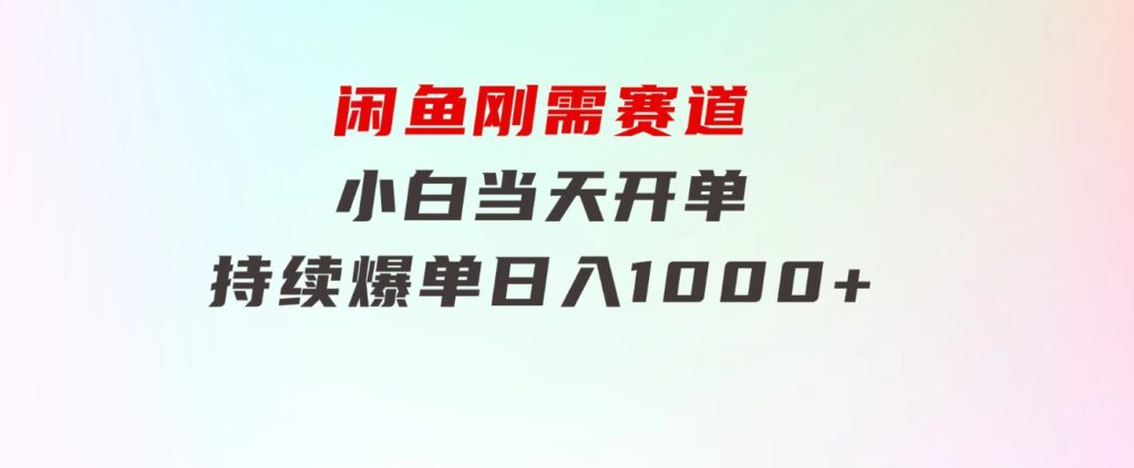 闲鱼刚需赛道，小白当天开单，持续爆单，日入1000+-大磊资源网