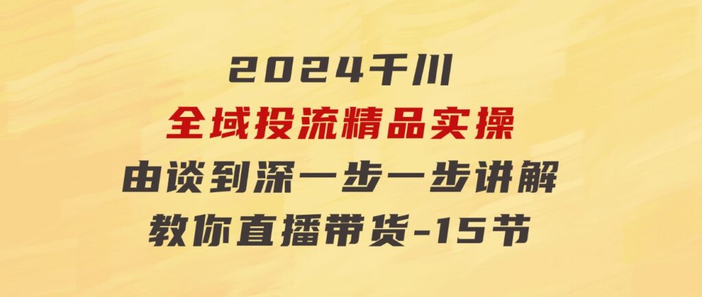 2024千川-全域投流精品实操：由谈到深一步一步讲解，教你直播带货-15节-大磊资源网
