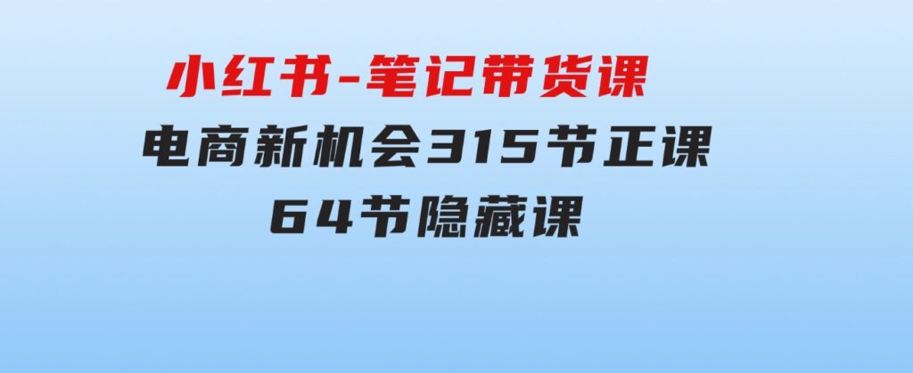 小红书-笔记带货课【6月更新】流量电商新机会315节正课+64节隐藏课-大磊资源网