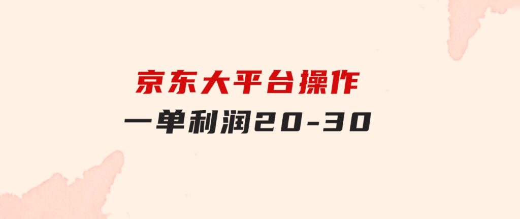 越早知道越能赚到钱的蓝海项目：京东大平台操作，一单利润20-30-大磊资源网