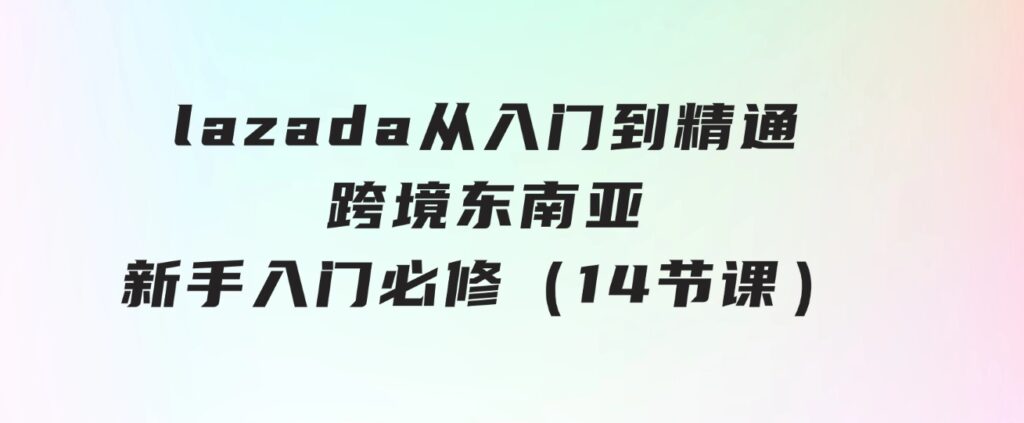lazada从入门到精通，跨境东南亚新手入门必修（14节课）-大磊资源网