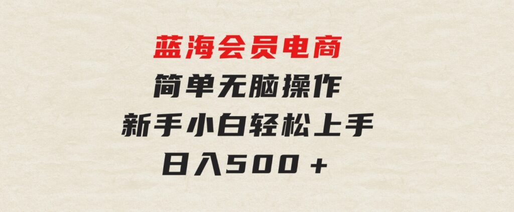 蓝海会员电商简单无脑操作新手小白轻松上手日入500＋-大磊资源网