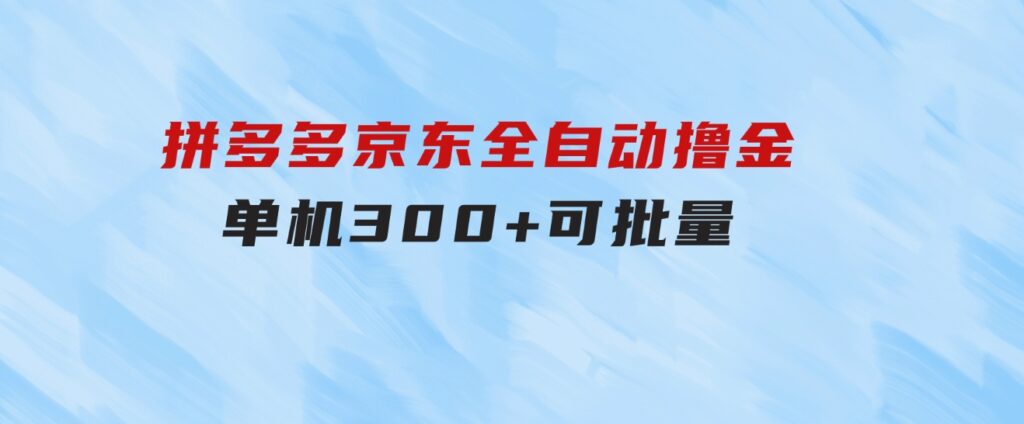 拼多多京东全自动撸金，单机300+可批量-大磊资源网