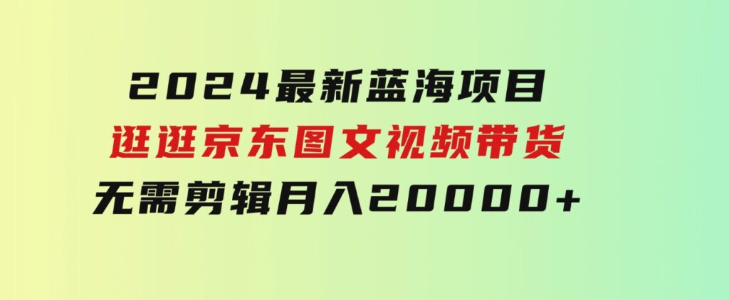 2024最新蓝海项目，逛逛京东图文视频带货，无需剪辑，月入20000+-大磊资源网
