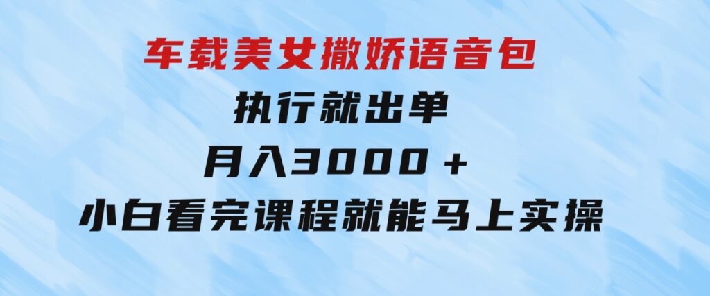车载美女撒娇语音包，执行就出单，月入3000＋，小白看完课程就能马上实操-大磊资源网