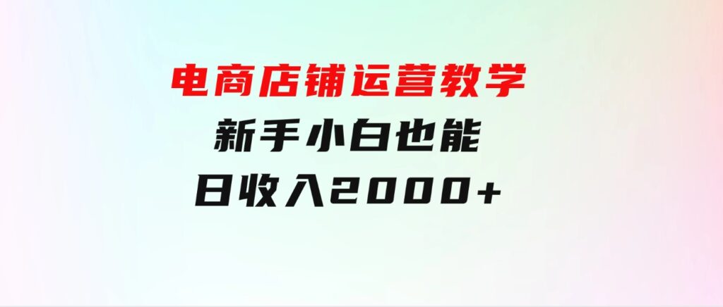 电商店铺运营教学，新手小白也能日收入2000+，电商老板不愿意告诉你的机密-大磊资源网