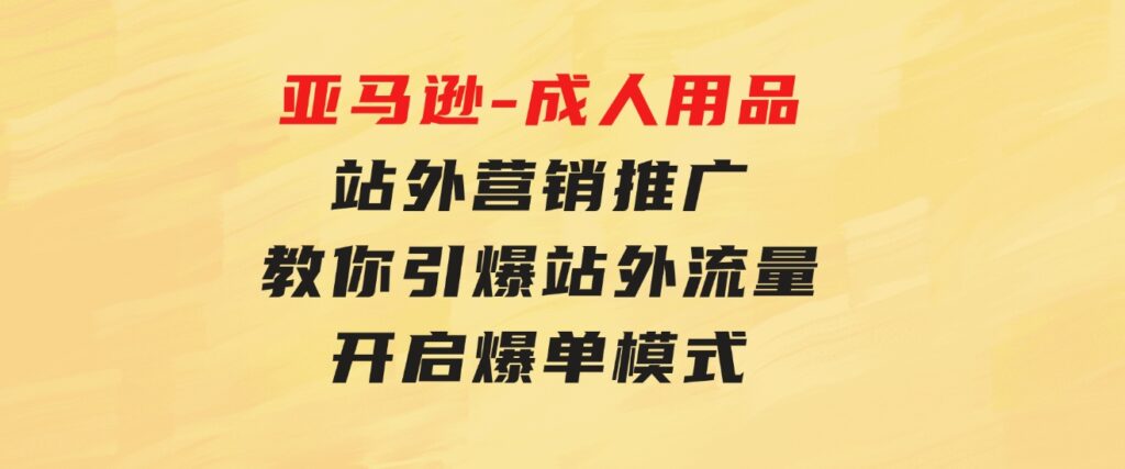 亚马逊-成人用品站外营销推广教你引爆站外流量，开启爆单模式-大磊资源网