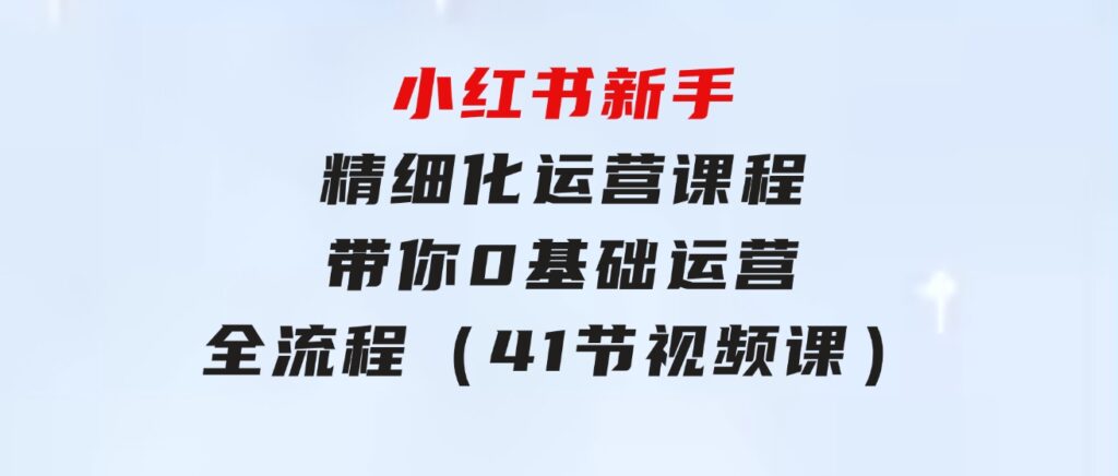 小红书新手精细化运营课程，带你0基础运营全流程（41节视频课）-大磊资源网