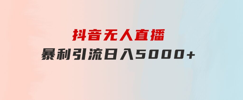抖音无人直播，暴利引流，日入5000+-大磊资源网
