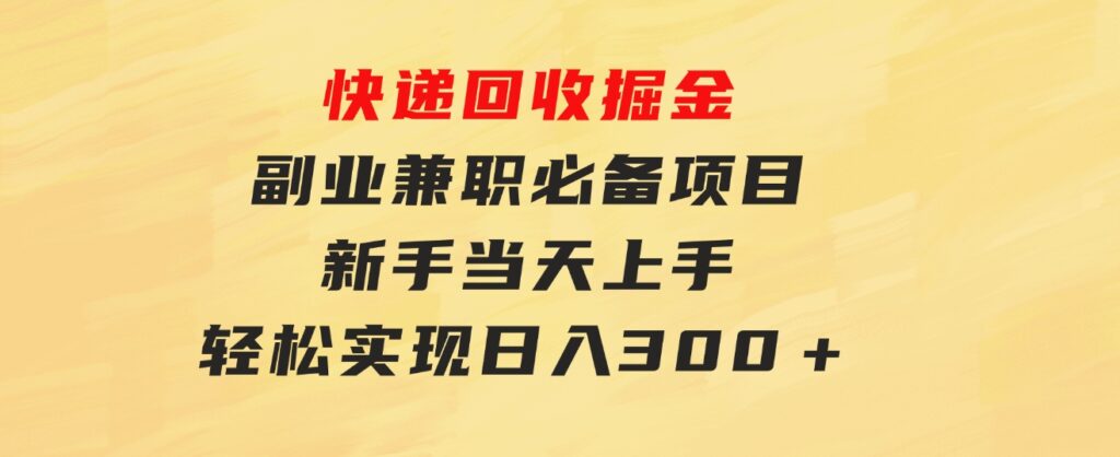 快递回收掘金，副业兼职必备项目，新手当天上手，轻松实现日入300＋-大磊资源网