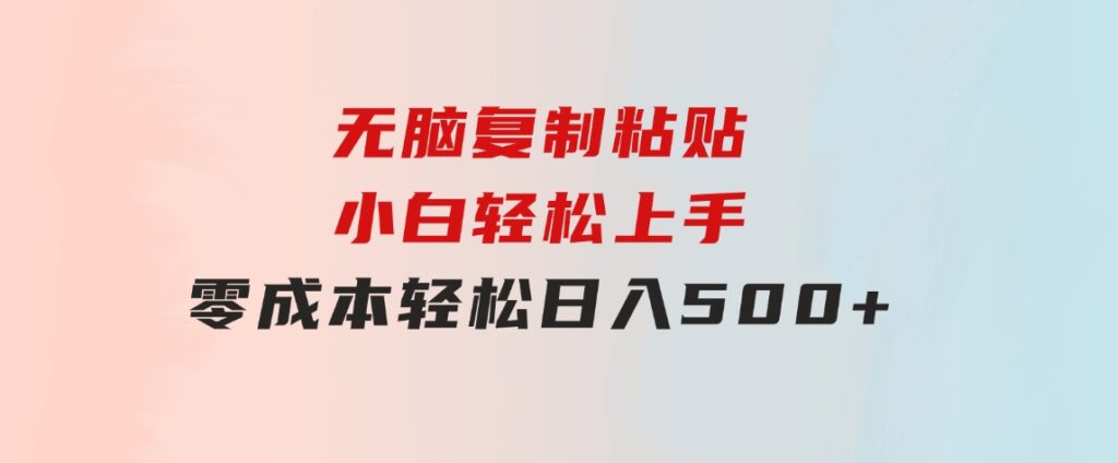 无脑复制粘贴，小白轻松上手，零成本轻松日入500+-大磊资源网