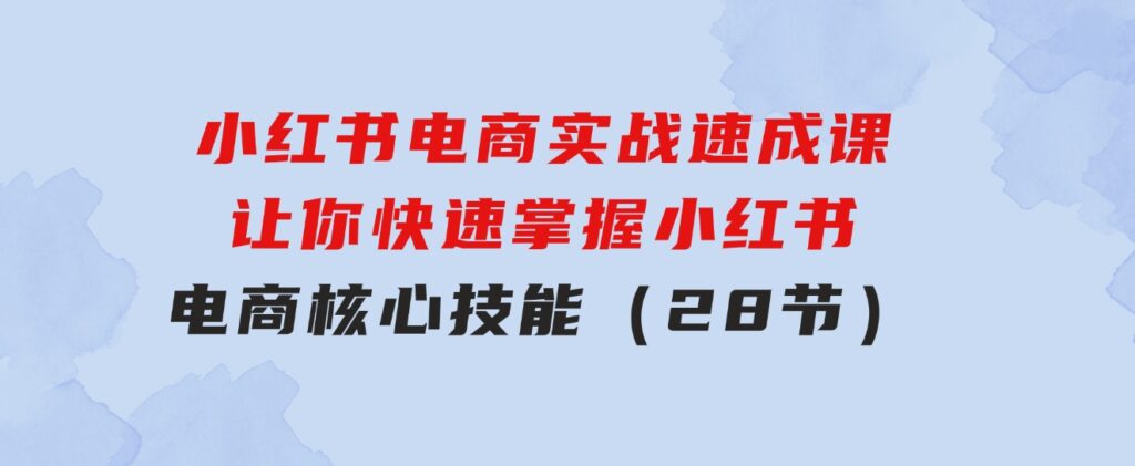 小红书电商实战速成课，让你快速掌握小红书电商核心技能（28节）-大磊资源网