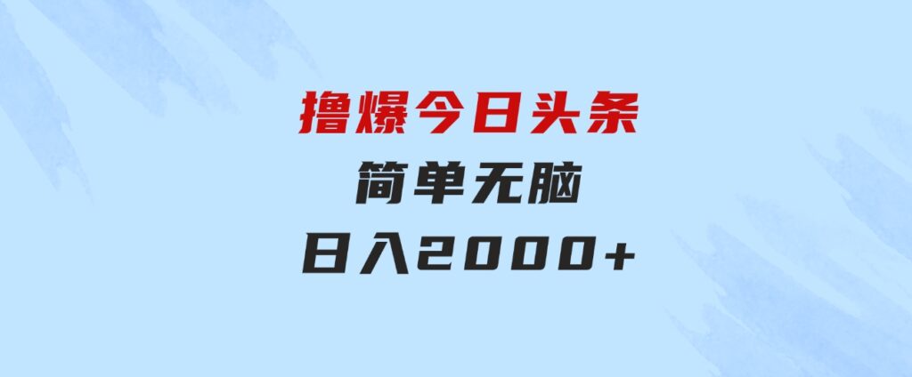撸爆今日头条，简单无脑，日入2000+-大磊资源网