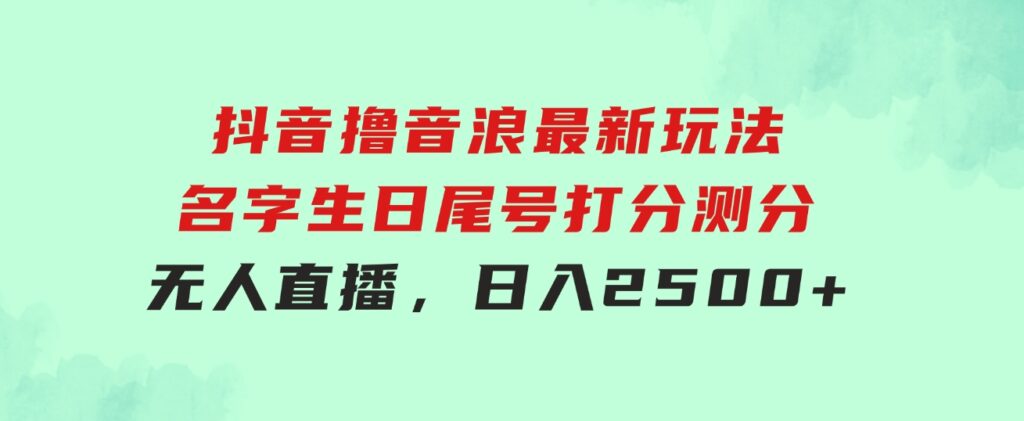 抖音撸音浪最新玩法，名字生日尾号打分测分无人直播，日入2500+-大磊资源网