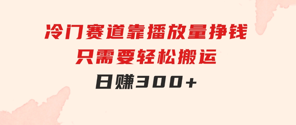 冷门赛道，靠播放量挣钱，只需要轻松搬运，日赚300+-大磊资源网