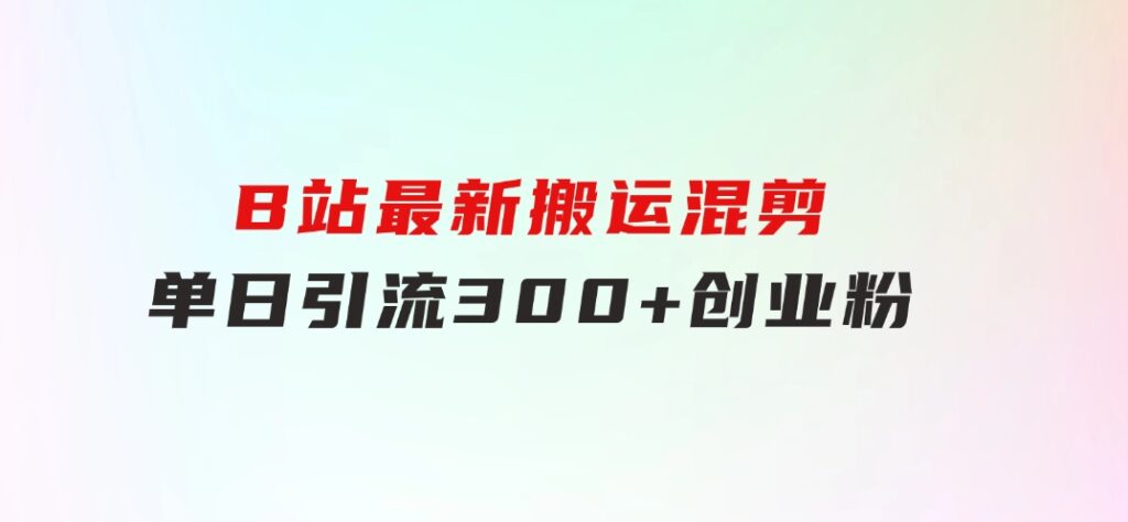 B站最新，搬运混剪，单日引流300+创业粉-大磊资源网