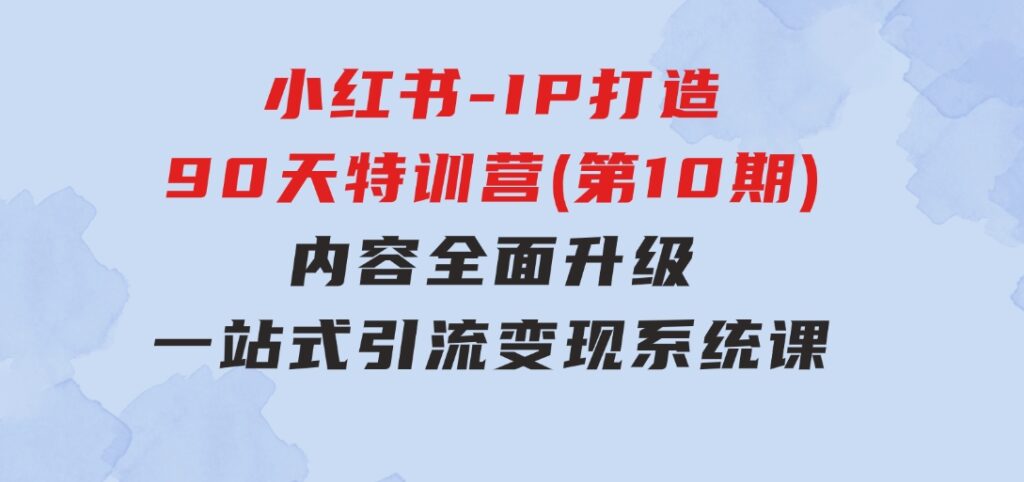 小红书-IP打造90天特训营(第10期)：内容全面升级，一站式引流变现系统课-大磊资源网