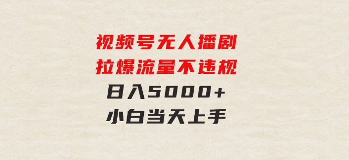 视频号无人播剧，拉爆流量不违规，日入5000+，小白当天上手-大磊资源网
