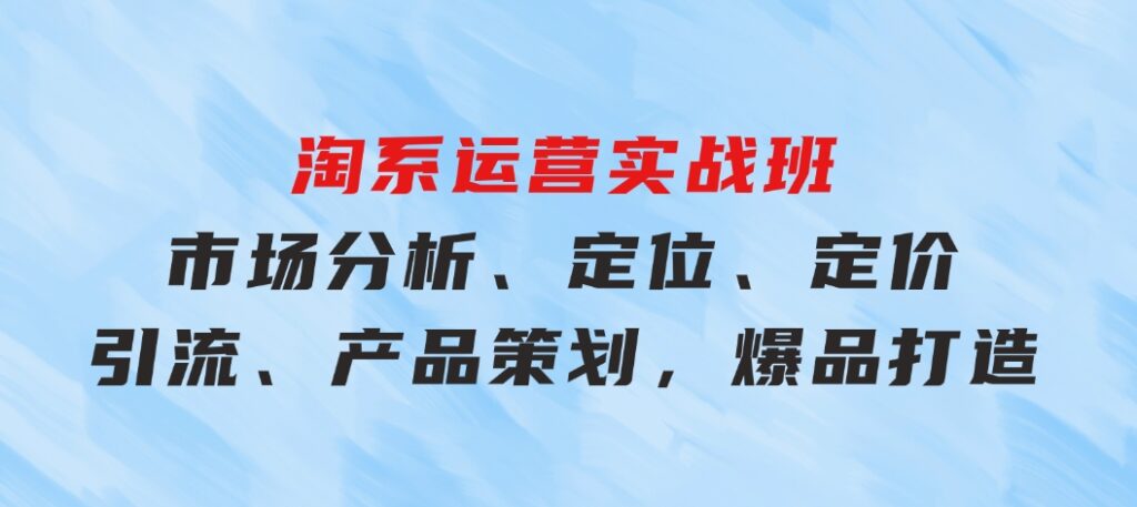 淘系运营实战班：市场分析、定位、定价、引流、产品策划，爆品打造-大磊资源网