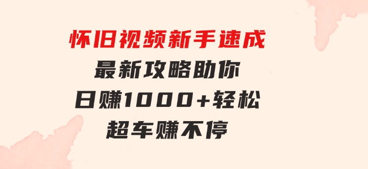 怀旧视频新手速成！最新攻略助你日赚1000+，轻松超车赚不停-大磊资源网