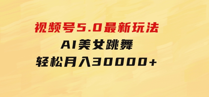 视频号5.0最新玩法，AI美女跳舞，轻松月入30000+-大磊资源网