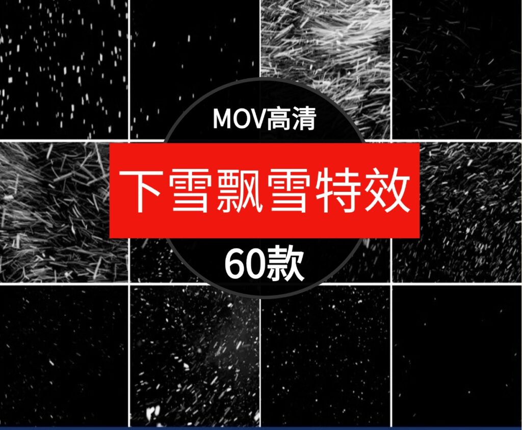 下雪飘雪特效雪花暴风雪动画PR后期天气AE效果合成视频素材-大磊资源网