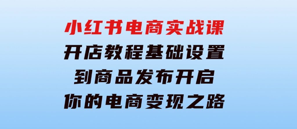 小红书电商实战课：开店教程、基础设置到商品发布，开启你的电商变现之路-大磊资源网