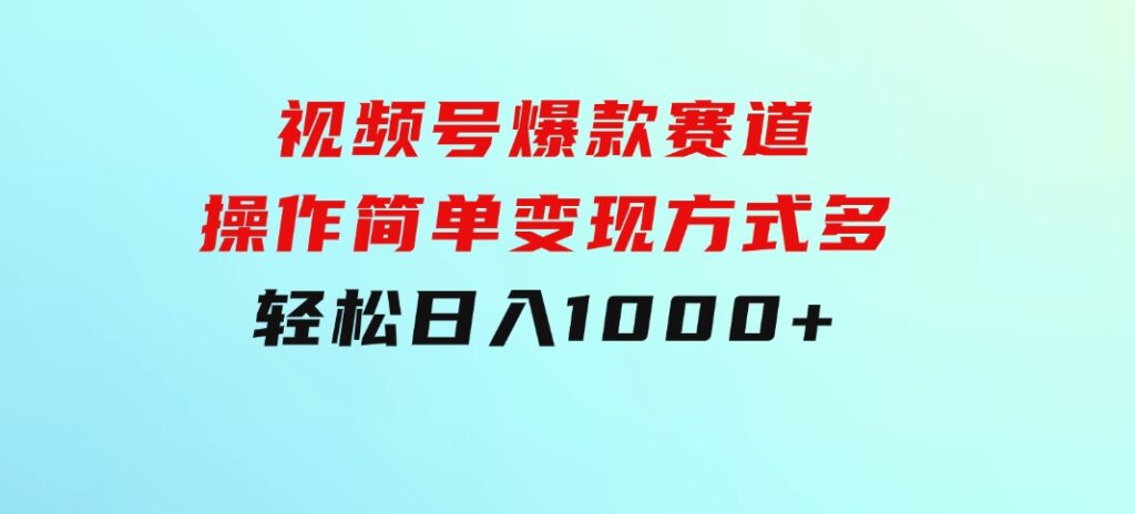 视频号爆款赛道，操作简单，变现方式多，轻松日入1000+-大磊资源网