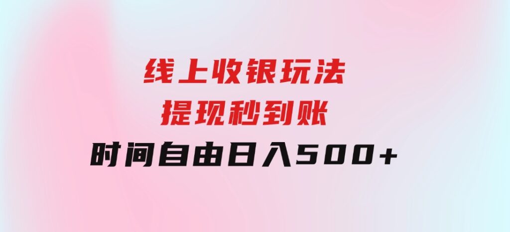 线上收银玩法，提现秒到账，时间自由，日入500+-大磊资源网