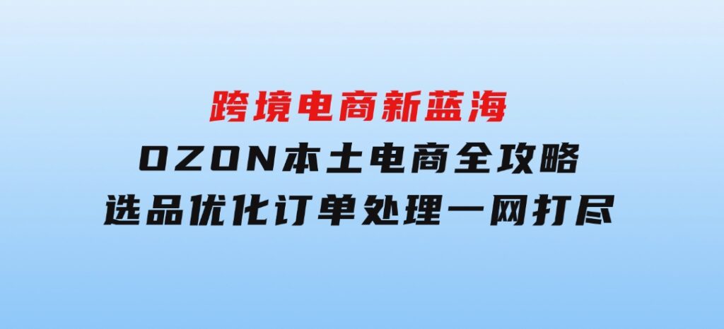 跨境电商新蓝海：OZON本土电商全攻略，选品优化订单处理一网打尽-大磊资源网