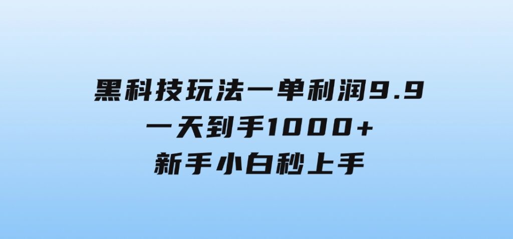 黑科技玩法，一单利润9.9,一天到手1000+，新手小白秒上手-大磊资源网