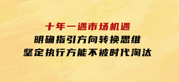 十年一遇市场机遇，明确指引方向，转换思维，坚定执行，方能不被时代-大磊资源网