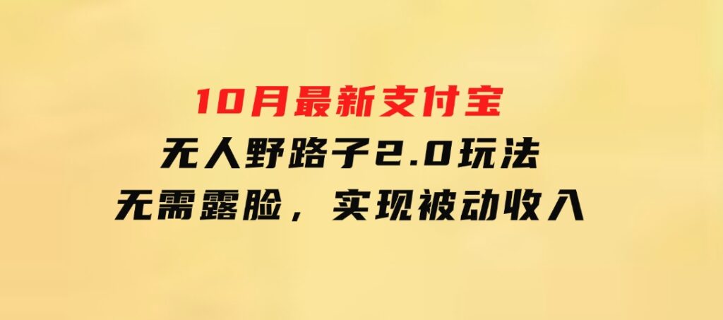 10月最新支付宝无人野路子2.0玩法，无需露脸，实现被动收入-大磊资源网