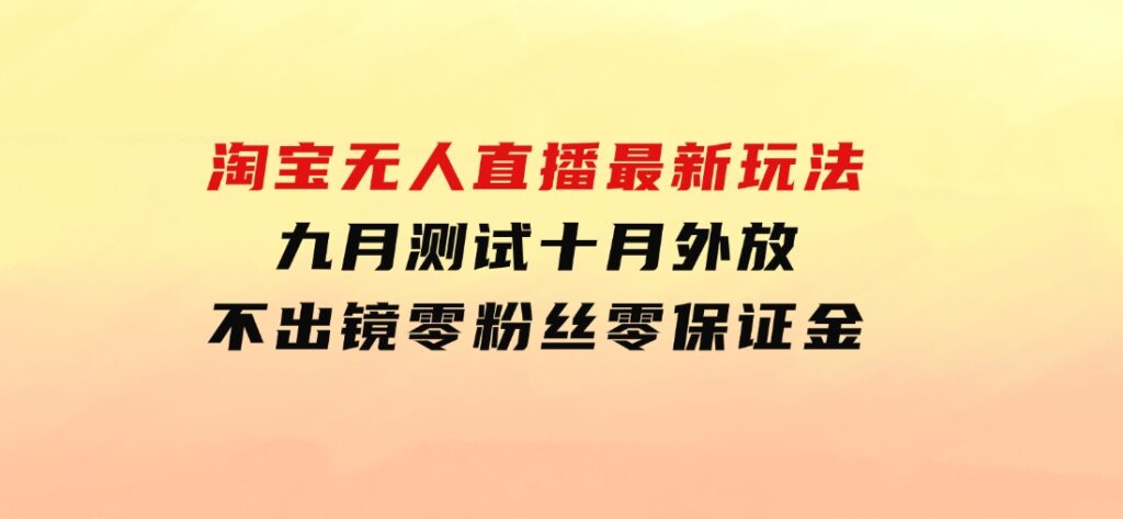 淘宝无人直播最新玩法，九月测试十月外放，不出镜零粉丝零保证金-大磊资源网
