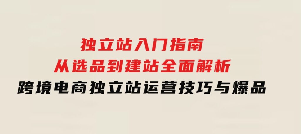 独立站入门指南：从选品到建站，全面解析跨境电商独立站运营技巧与爆品-大磊资源网