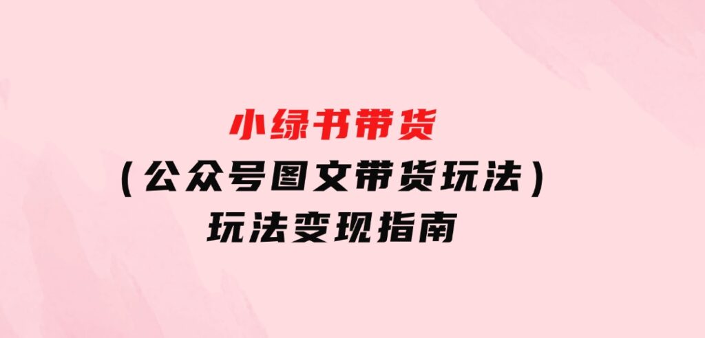 小绿书带货（公众号图文带货玩法）玩法变现指南-大磊资源网