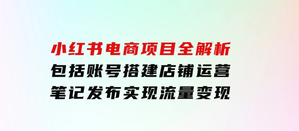 小红书电商项目全解析，包括账号搭建、店铺运营、笔记发布实现流量变现-大磊资源网