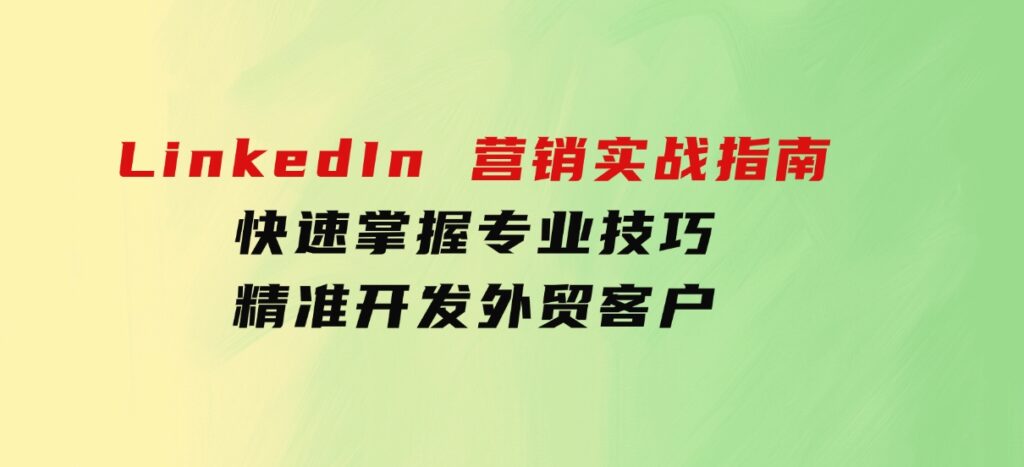 LinkedIn营销实战指南：快速掌握专业技巧，精准开发外贸客户-大磊资源网