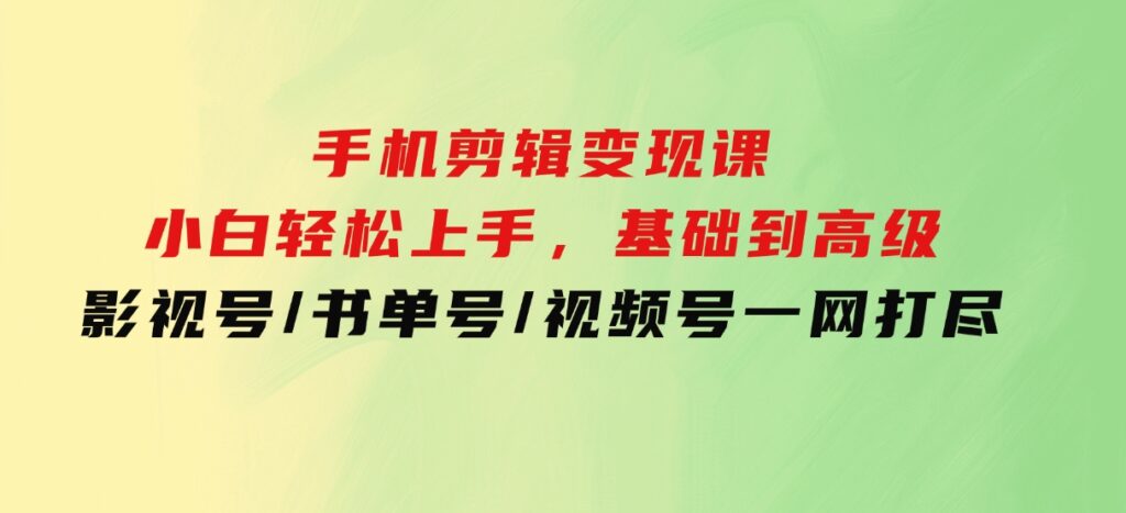 手机剪辑变现课：小白轻松上手，基础到高级影视号/书单号/视频号一网打尽-大磊资源网