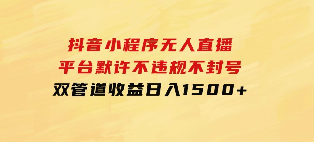 抖音小程序无人直播平台默许不违规不封号双管道收益日入1500+-大磊资源网