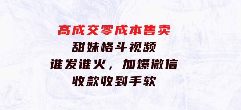 高成交零成本，售卖甜妹格斗视频，谁发谁火，加爆微信，收款收到手软-大磊资源网
